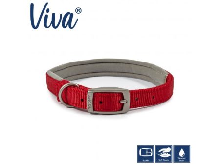 Ancol - Viva Nylon Padded Buckle Collar - Red - Size 7 (50-59cm) For Cheap