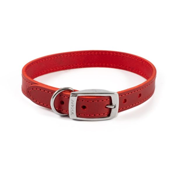 Ancol - Leather Collar - Red - (20 ) Sale