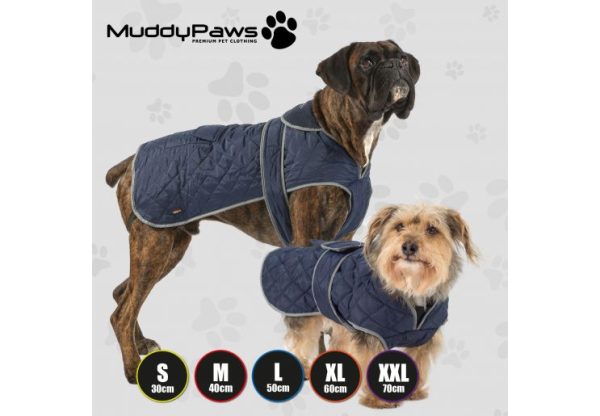 Ancol - Muddy Paws Quilted Dog Coat - Navy - Small Supply