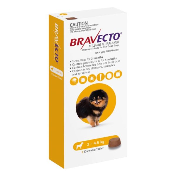 3 Month Bravecto Chew for Very Small Dogs Yellow FREE GIFT WITH PURCHASE!* For Sale