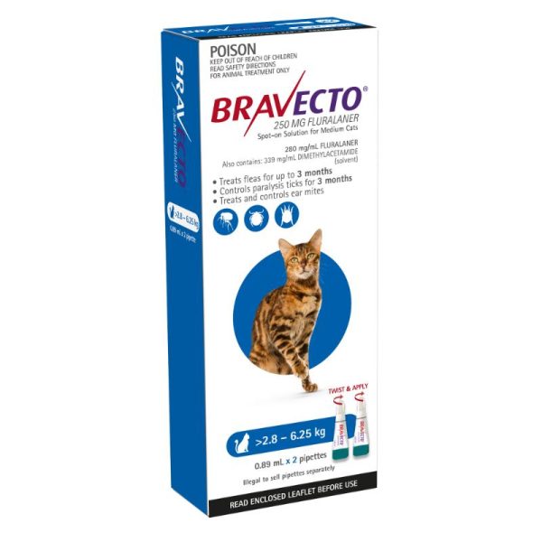 6 Month Bravecto Spot On for Medium Cats Blue FREE GIFT WITH PURCHASE!* For Sale