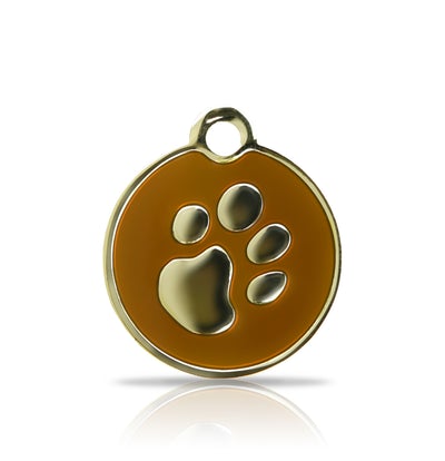 Custom Engraved Pet Tag - Patterned Small Disc With Paw Print Online Sale