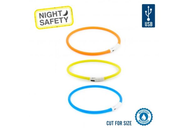 Ancol - USB Rechargeable Safety Halo - Blue - 70cm For Sale