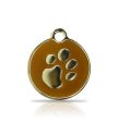 Custom Engraved Pet Tag - Patterned Large Disc With Paw Print Fashion